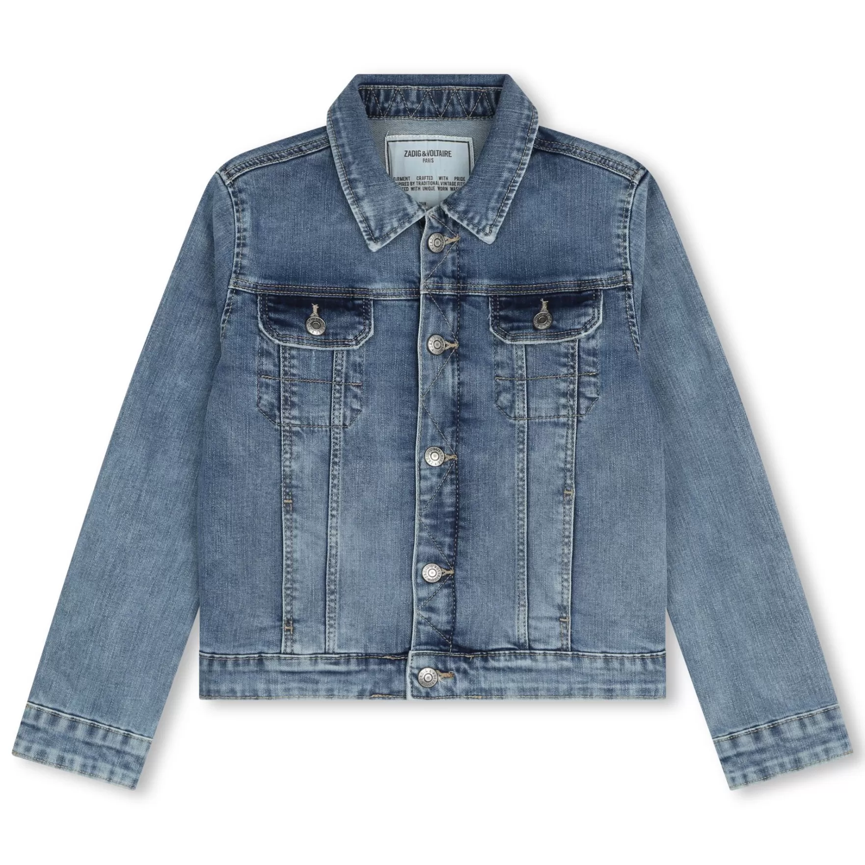 Jongen ZADIG & VOLTAIRE Denim Vest Met Print Op De Rug