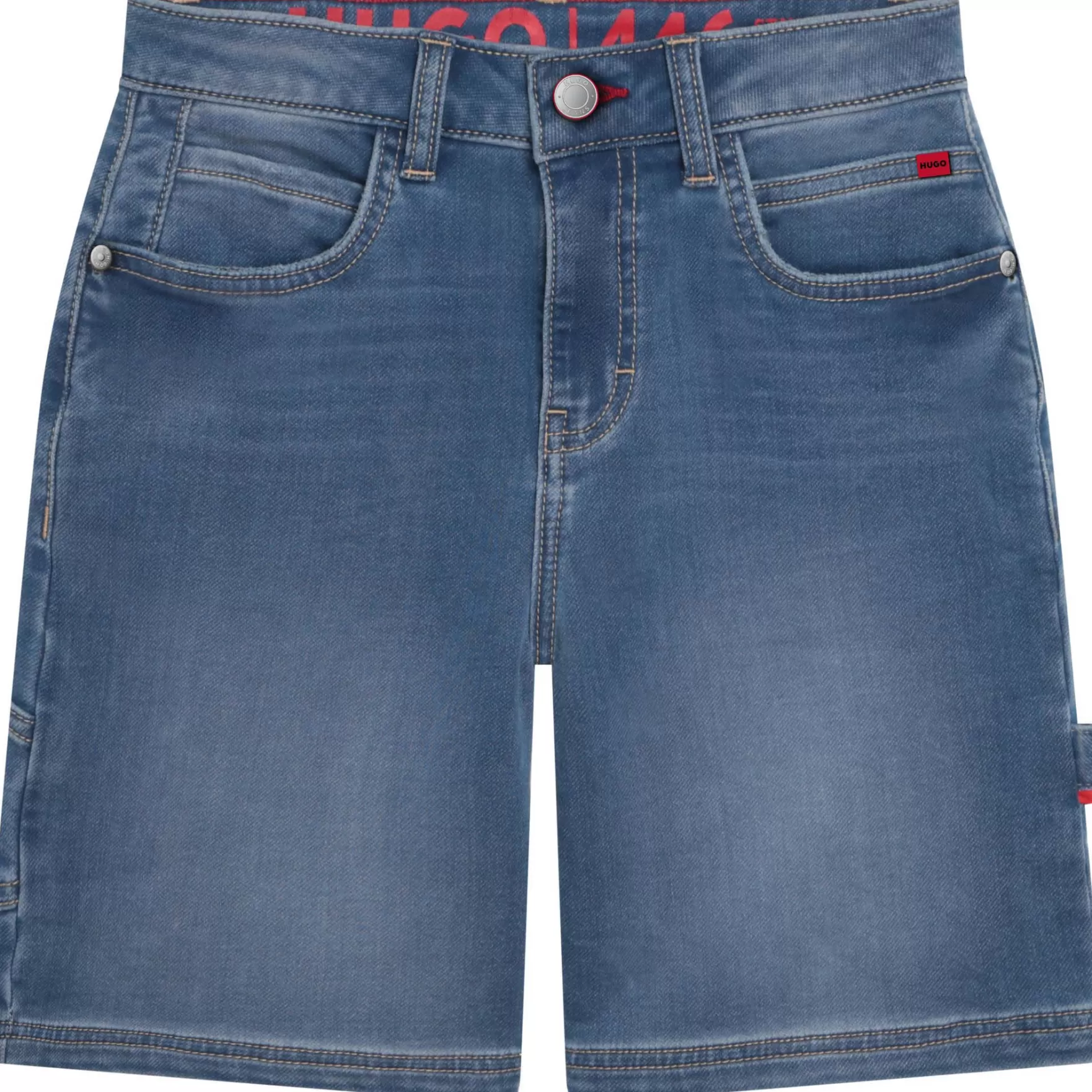 Jongen HUGO Jeansbermuda Met Fleece-Effect